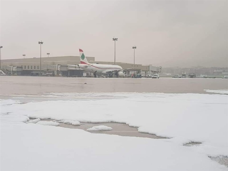 Snow at Rafic Hariri International Airport